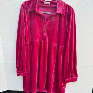 Pink Lily Velvet Fuchsia Tunic Top